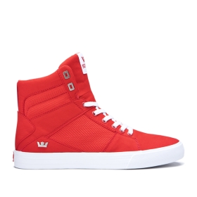 Supra Mens ALUMINUM High Top Shoes Risk Red/white | US-80599